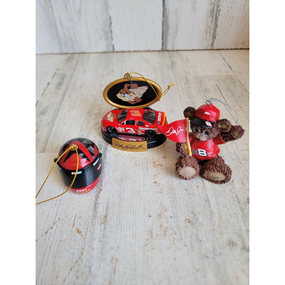 NASCAR bear Tasmanian devil helmet ornament Xmas variety‎ set
